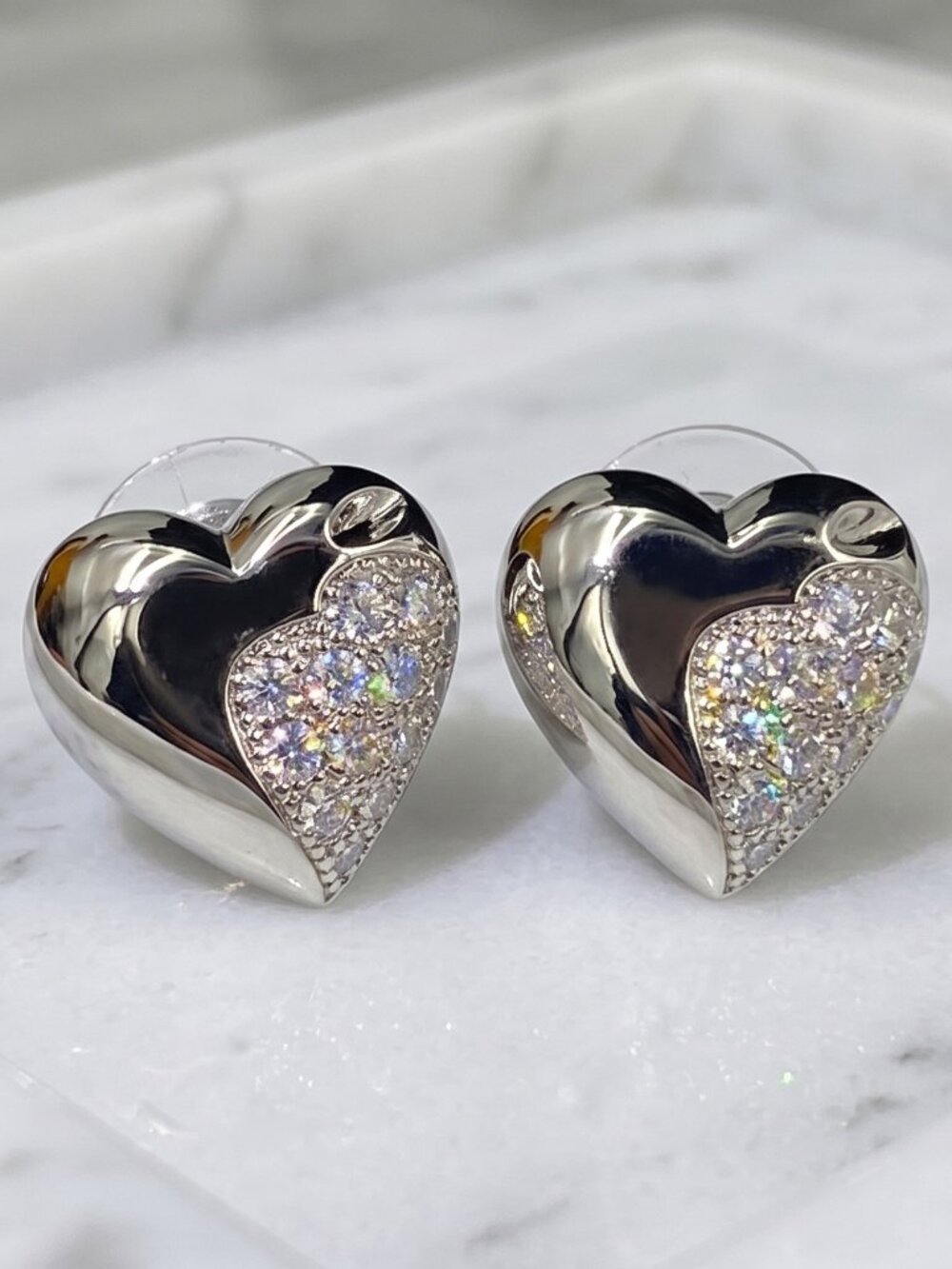 Romantic heart stud earrings